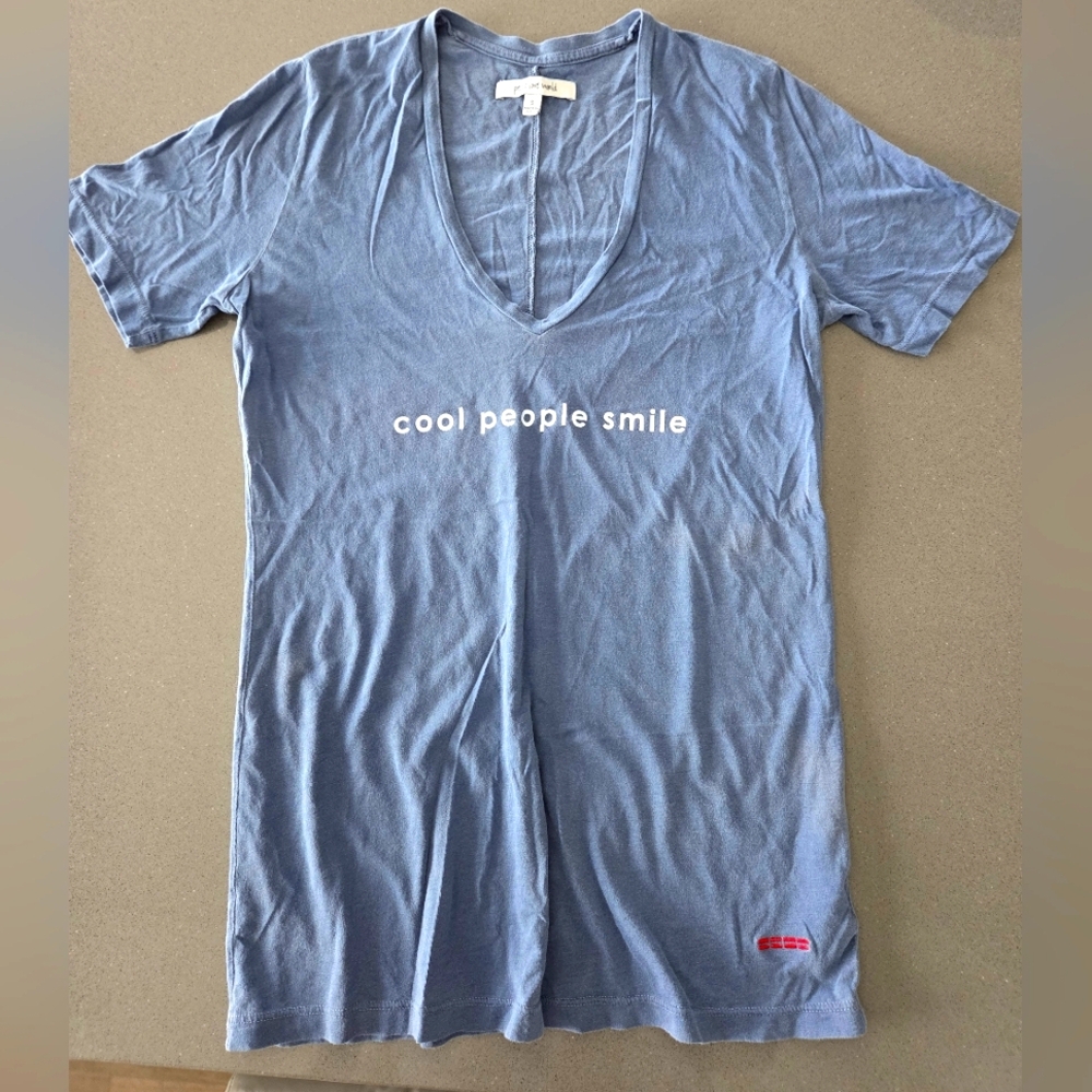 Peace Love World Blue V-Neck Tee